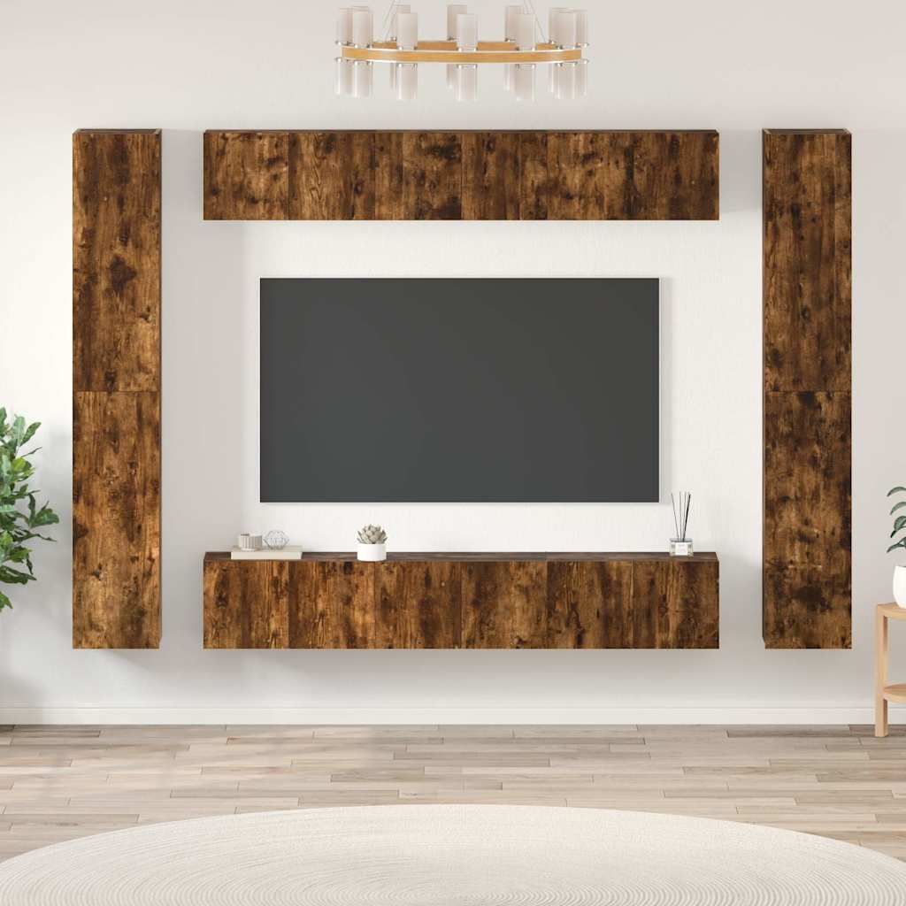 Ensemble de meubles TV 10 pcs Chêne fumé Bois d'ingénierie