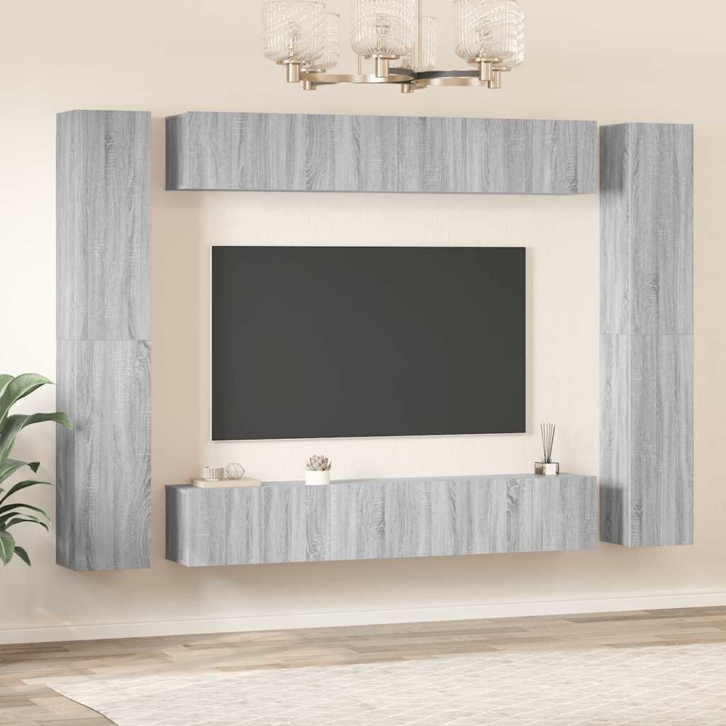 Ensemble de meubles TV 10 pcs Sonoma gris Bois d'ingénierie - XIOS