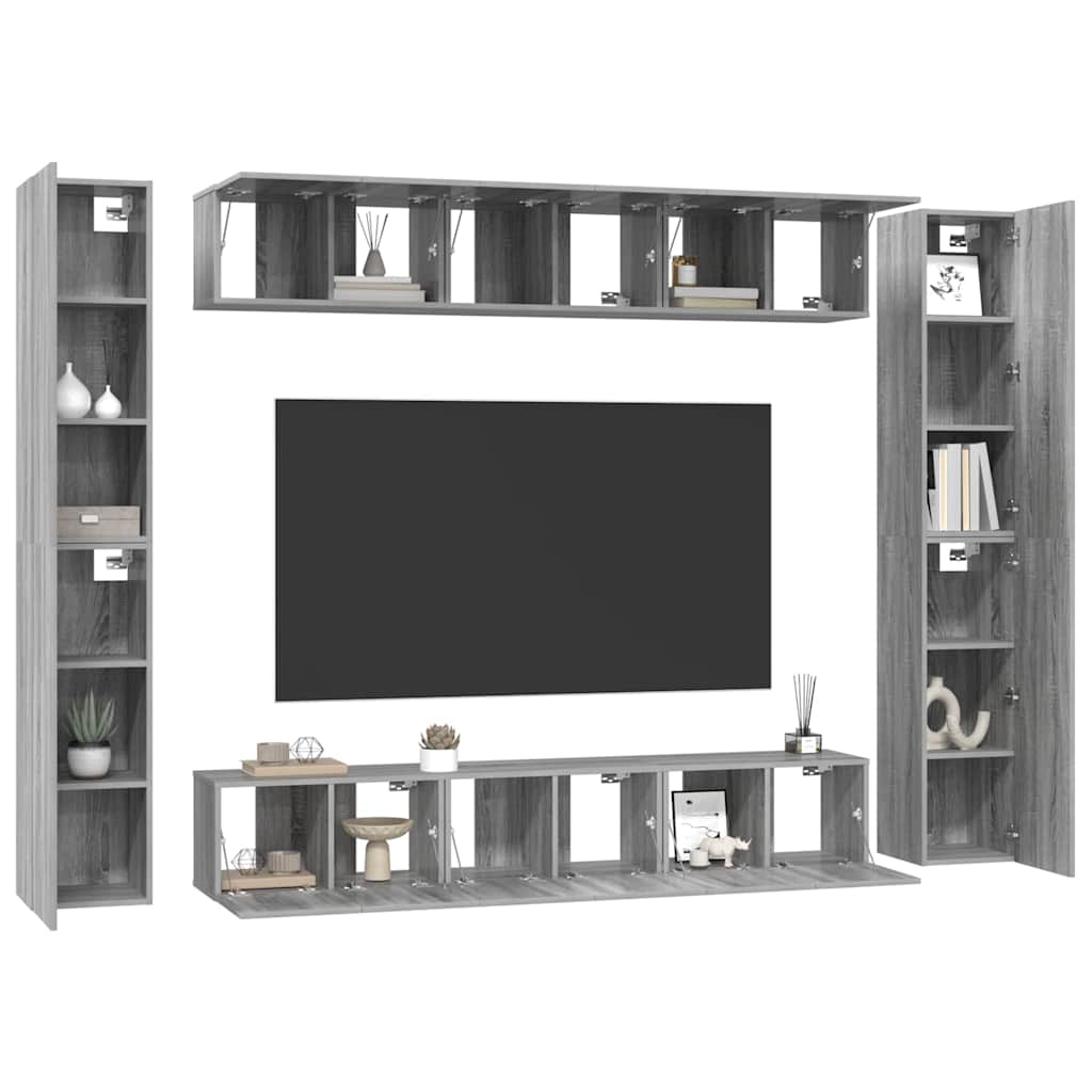 Ensemble de meubles TV 10 pcs Sonoma gris Bois d'ingénierie