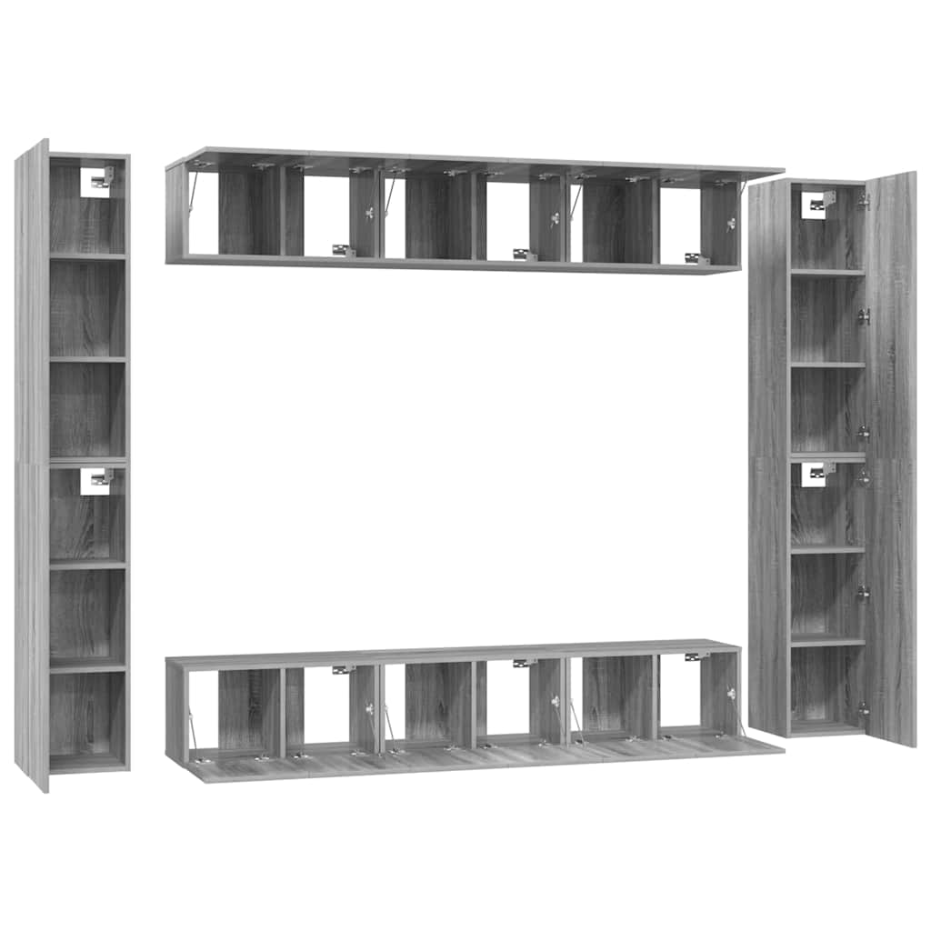 Ensemble de meubles TV 10 pcs Sonoma gris Bois d'ingénierie - XIOS