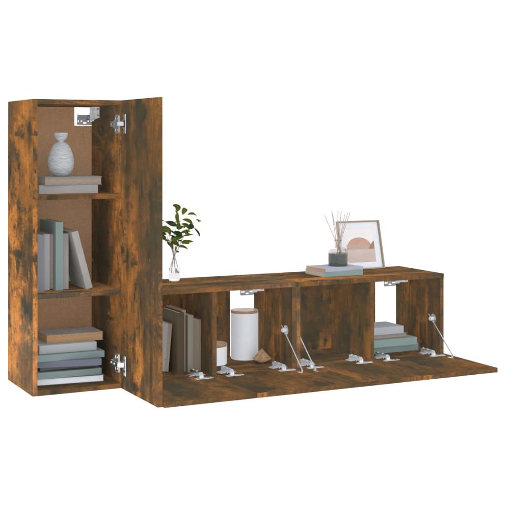 Ensemble de meubles TV 3 pcs Chêne fumé Bois d'ingénierie - XIOS