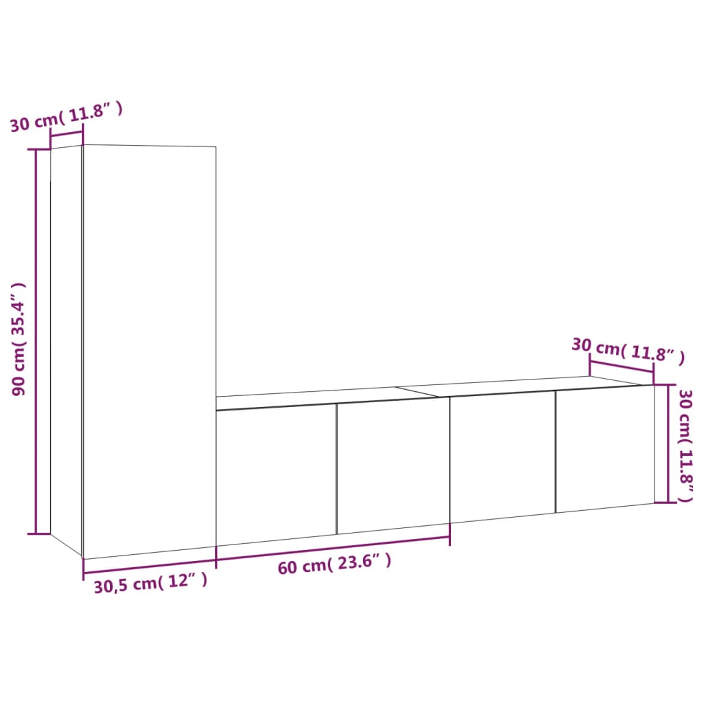 Ensemble de meubles TV 3 pcs Chêne fumé Bois d'ingénierie - XIOS