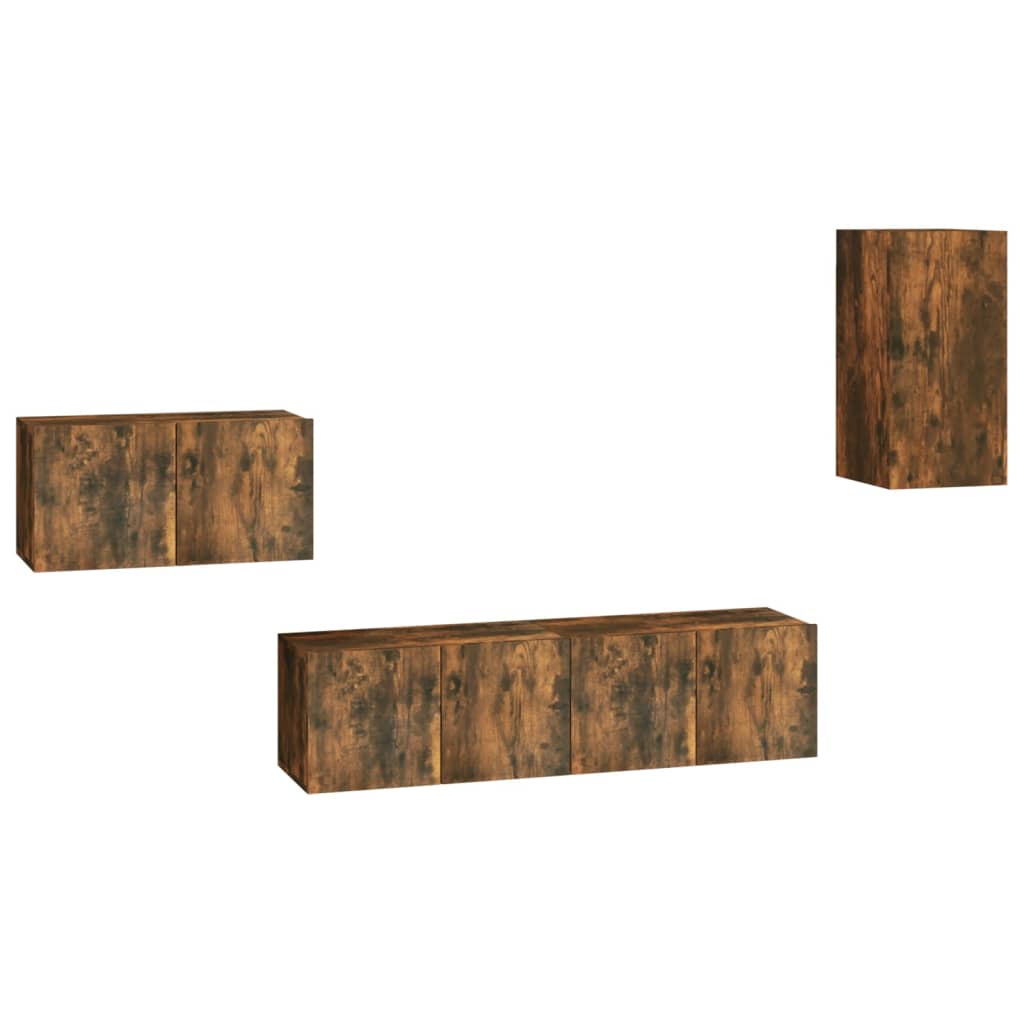 Ensemble de meubles TV 4 pcs Chêne fumé Bois d'ingénierie - XIOS