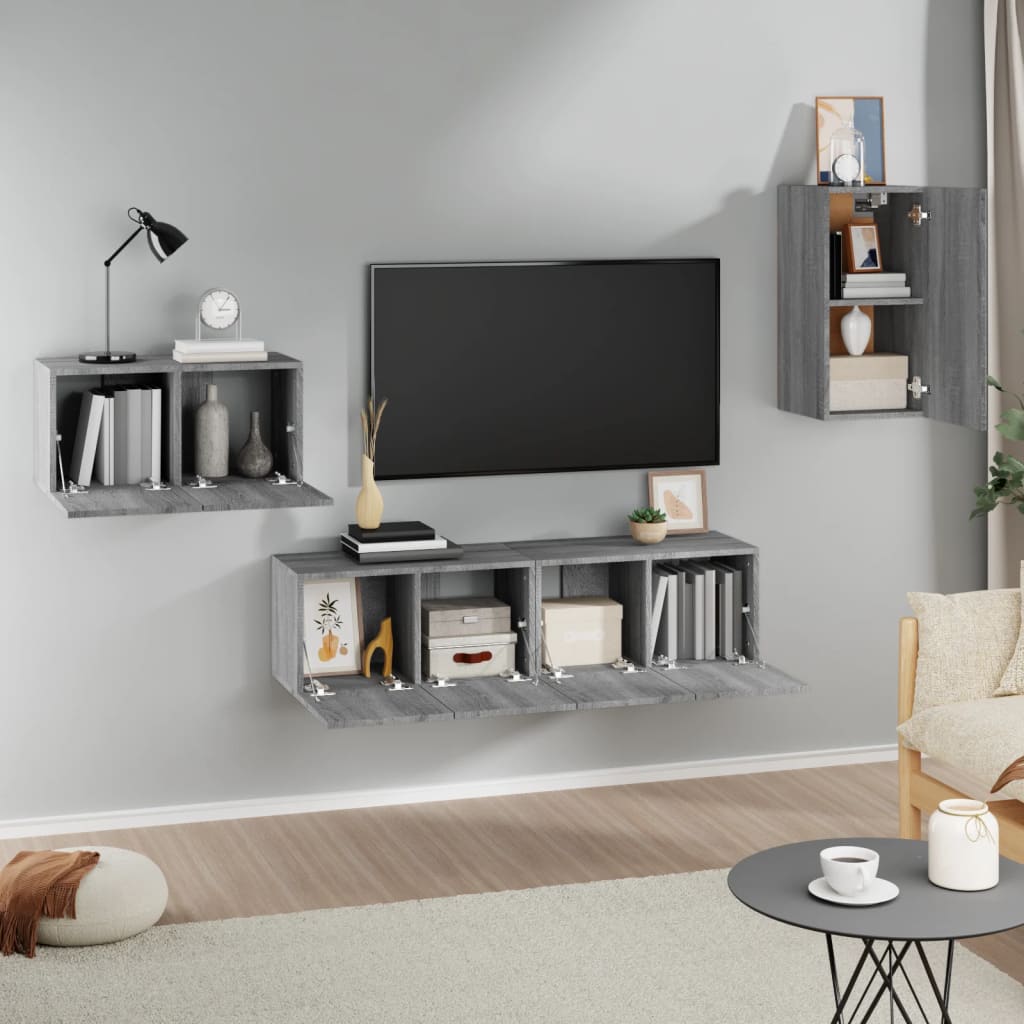 Ensemble de meubles TV 4 pcs Sonoma gris Bois d'ingénierie - XIOS