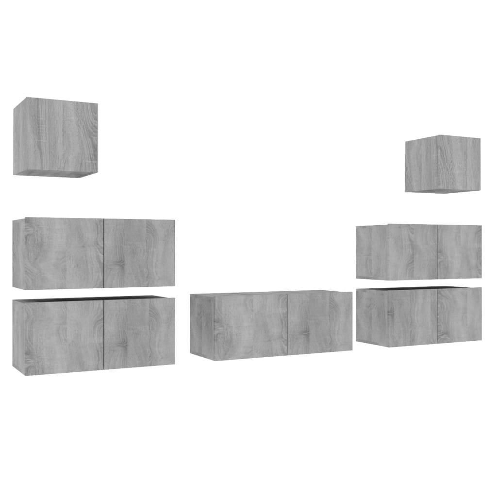 Ensemble de meubles TV 7 pcs Sonoma gris Bois d'ingénierie - XIOS
