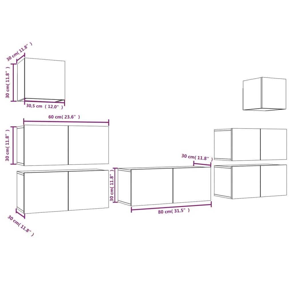 Ensemble de meubles TV 7 pcs Sonoma gris Bois d'ingénierie - XIOS