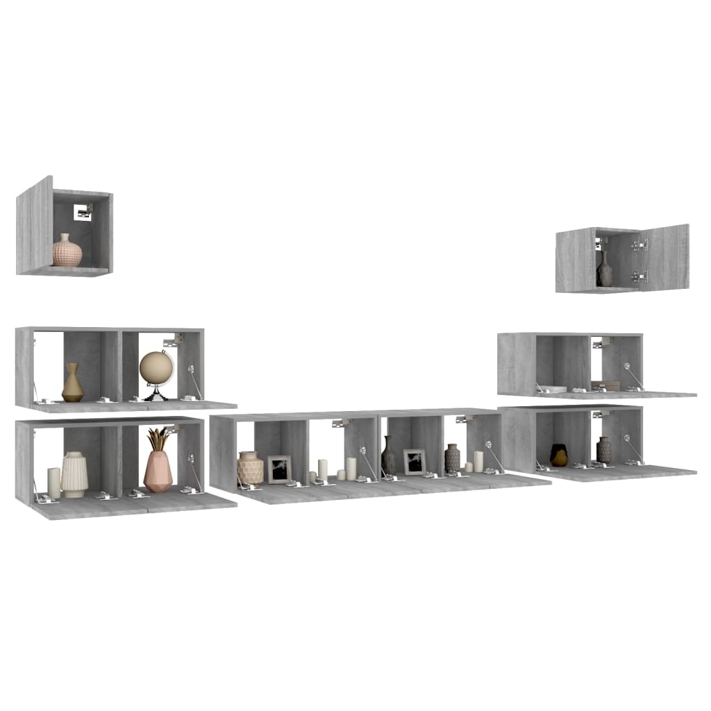 Ensemble de meubles TV 8 pcs Sonoma gris Bois d'ingénierie - XIOS