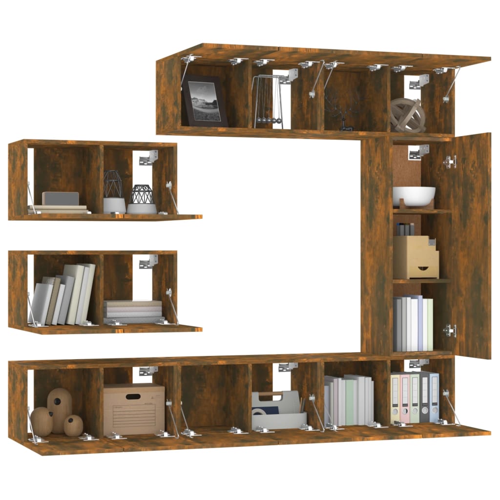 Ensemble de meubles TV 8 pcs Chêne fumé Bois d'ingénierie - XIOS