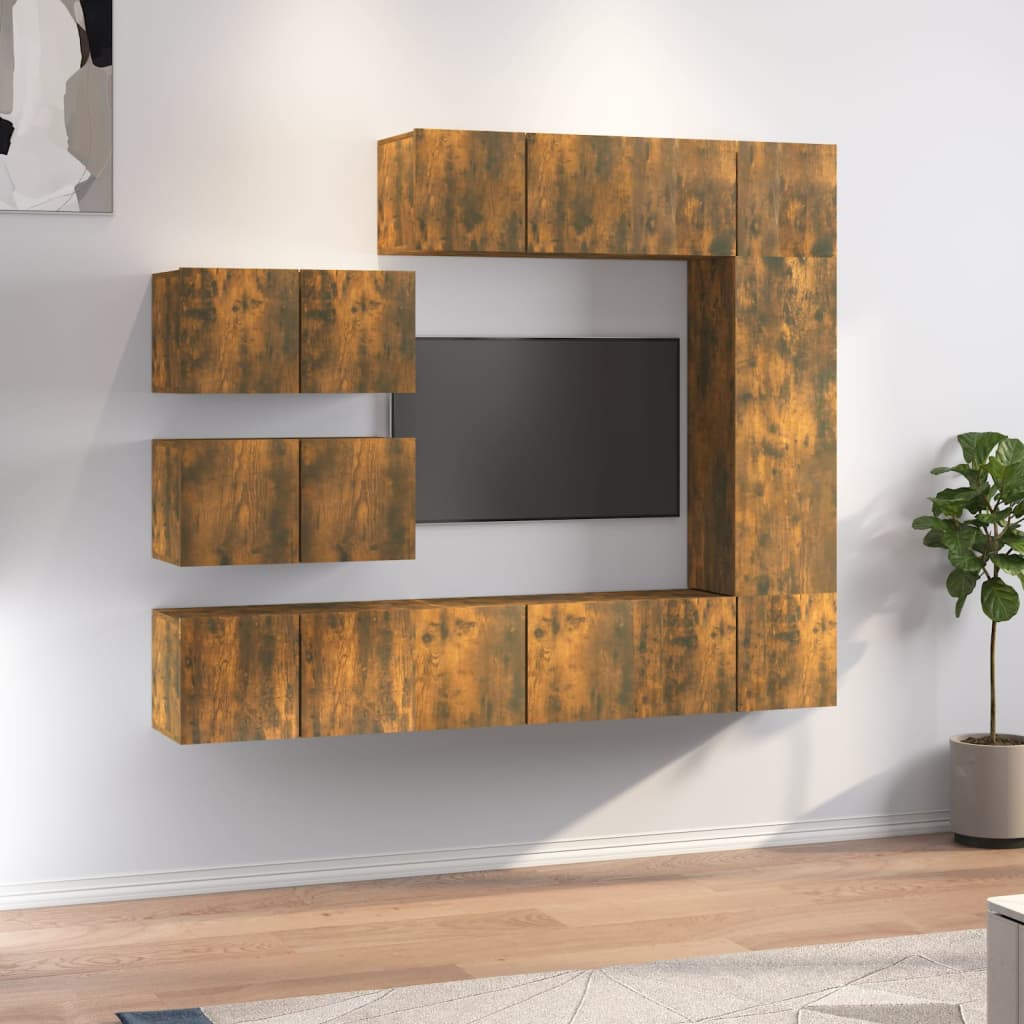 Ensemble de meubles TV 8 pcs Chêne fumé Bois d'ingénierie - XIOS