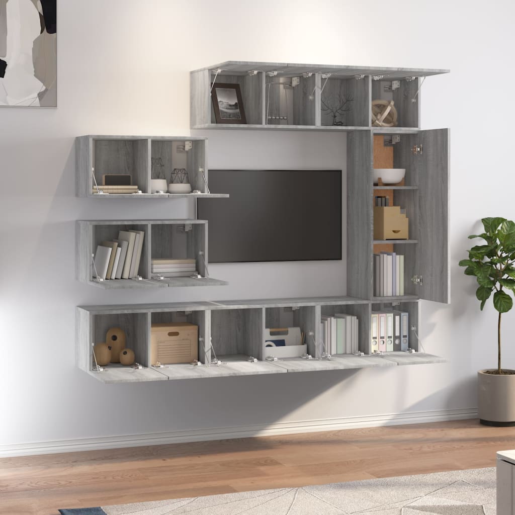 Ensemble de meubles TV 8 pcs Sonoma gris Bois d'ingénierie - XIOS