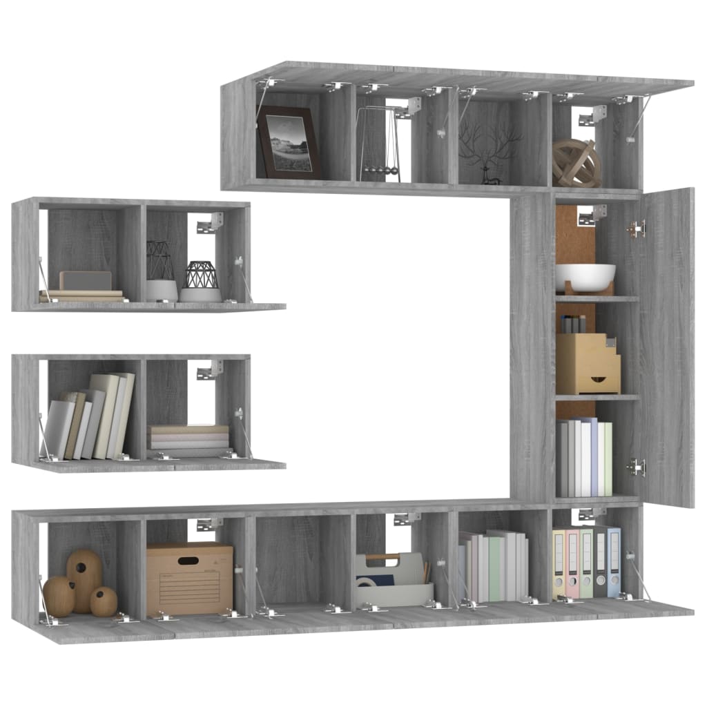 Ensemble de meubles TV 8 pcs Sonoma gris Bois d'ingénierie - XIOS