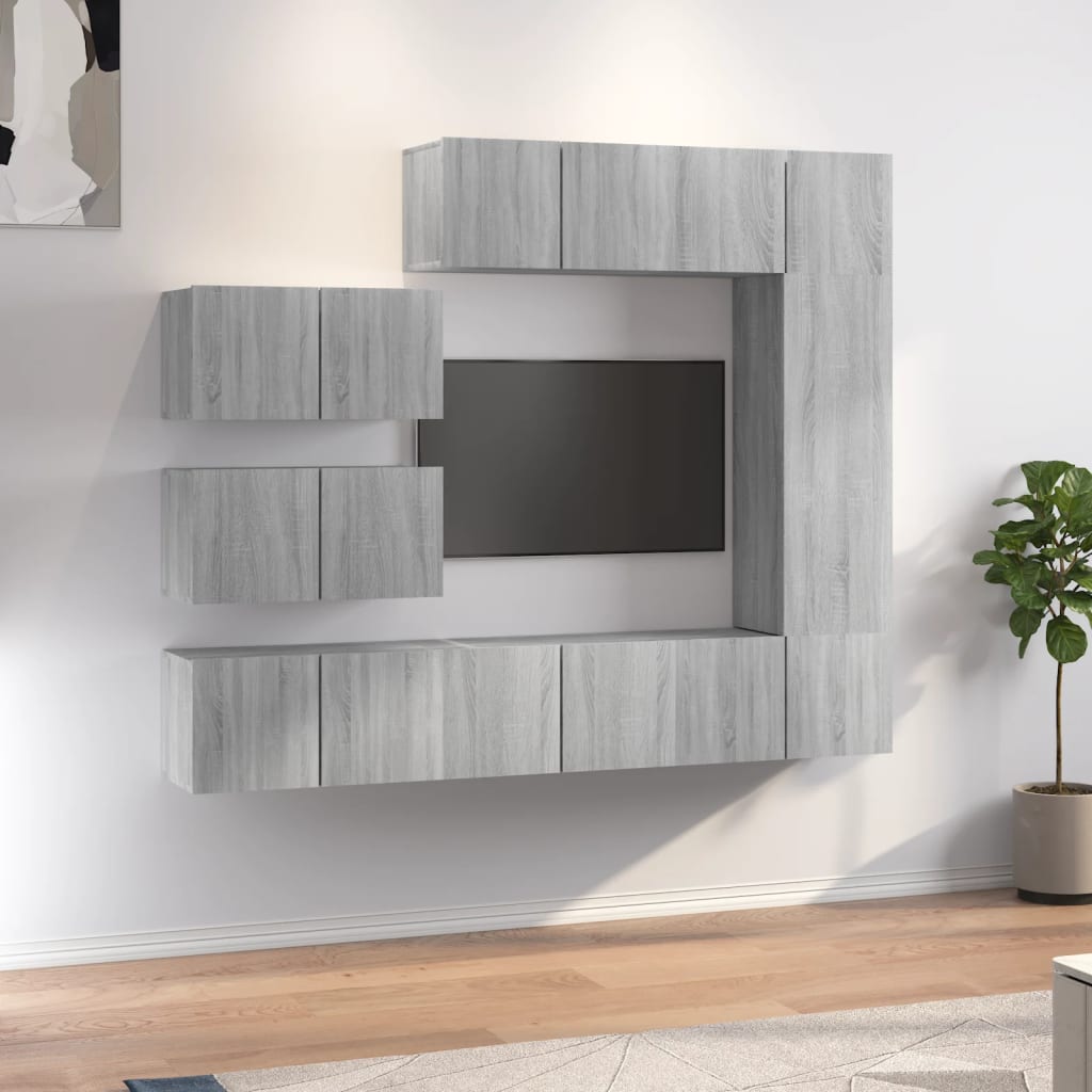 Ensemble de meubles TV 8 pcs Sonoma gris Bois d'ingénierie - XIOS