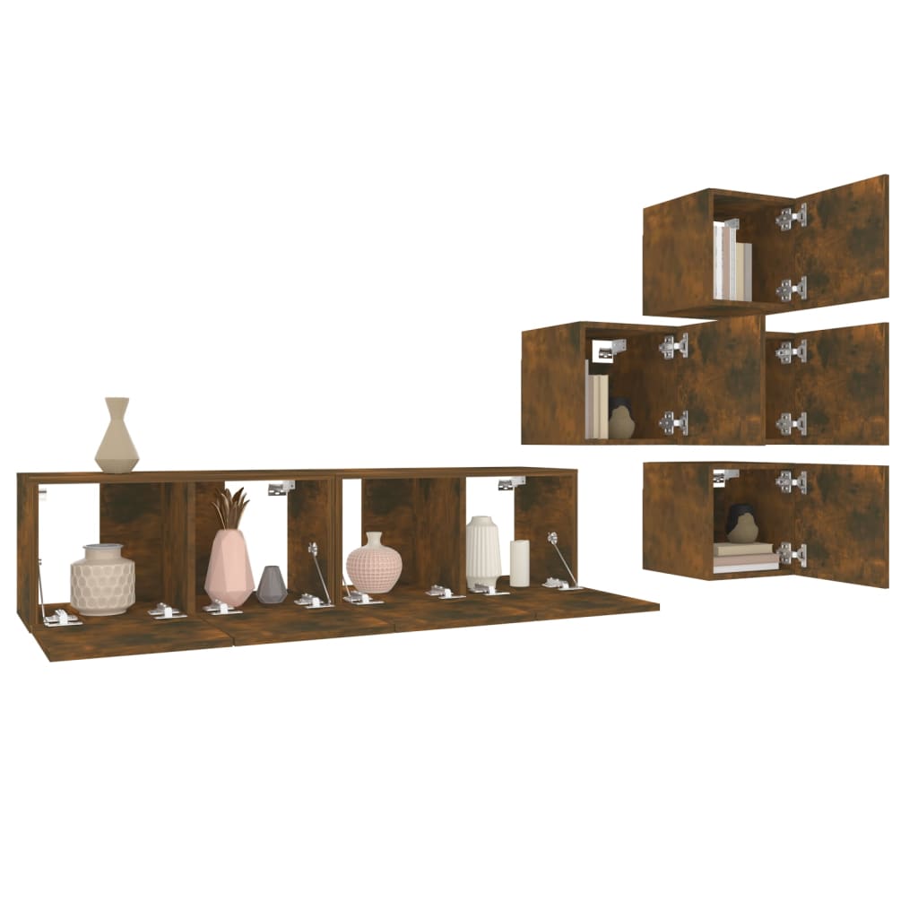 Ensemble de meubles TV 6 pcs Chêne fumé Bois d'ingénierie - XIOS