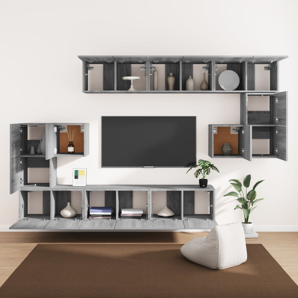 Ensemble de meubles TV 10 pcs Sonoma gris Bois d'ingénierie - XIOS