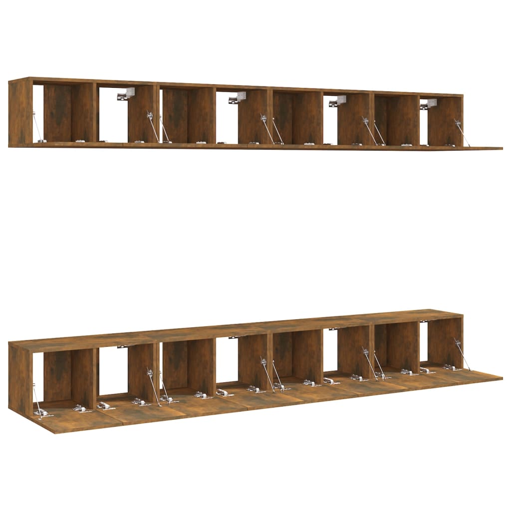 Meubles TV 8 pcs Chêne fumé 60x30x30 cm Bois d'ingénierie - XIOS