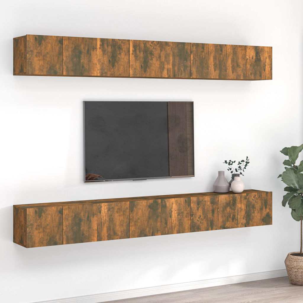 Meubles TV 8 pcs Chêne fumé 60x30x30 cm Bois d'ingénierie