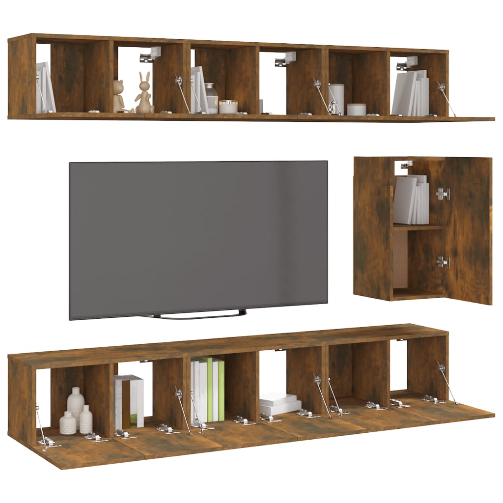 Ensemble de meubles TV 7 pcs Chêne fumé Bois d'ingénierie - XIOS