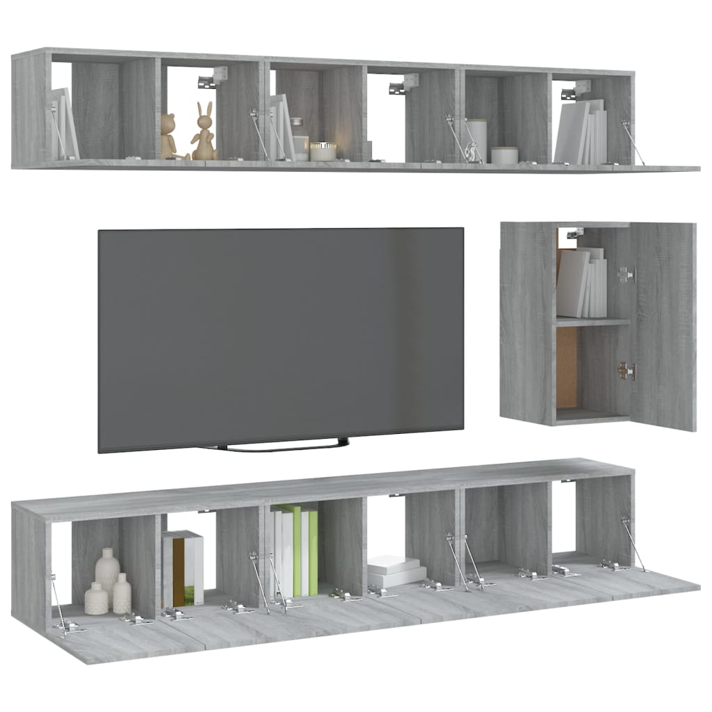 Ensemble de meubles TV 7 pcs Sonoma gris Bois d'ingénierie - XIOS