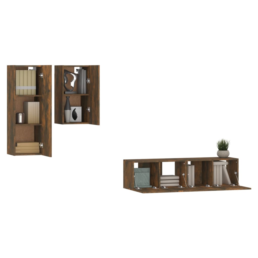 Ensemble de meubles TV 4 pcs Chêne fumé Bois d'ingénierie - XIOS