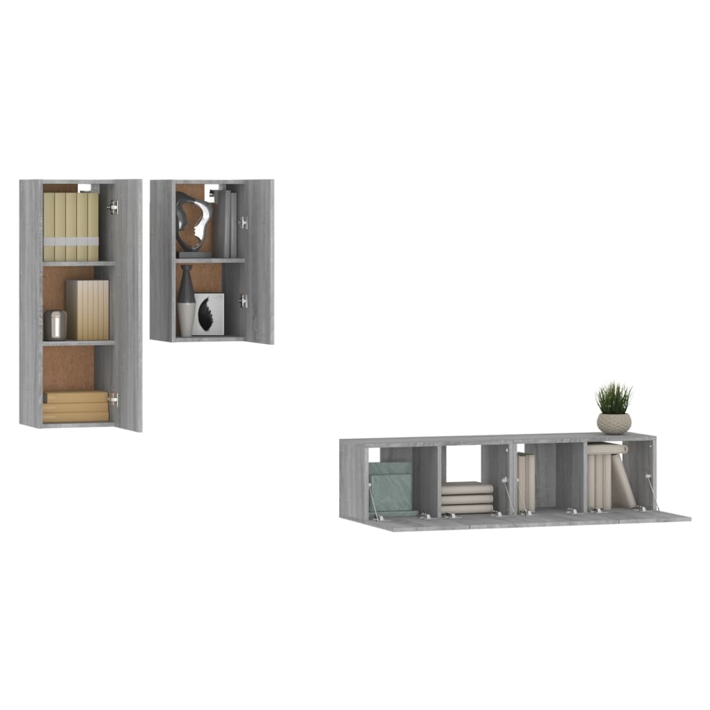Ensemble de meubles TV 4 pcs Sonoma gris Bois d'ingénierie - XIOS