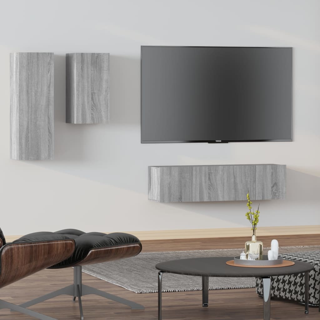 Ensemble de meubles TV 4 pcs Sonoma gris Bois d'ingénierie - XIOS