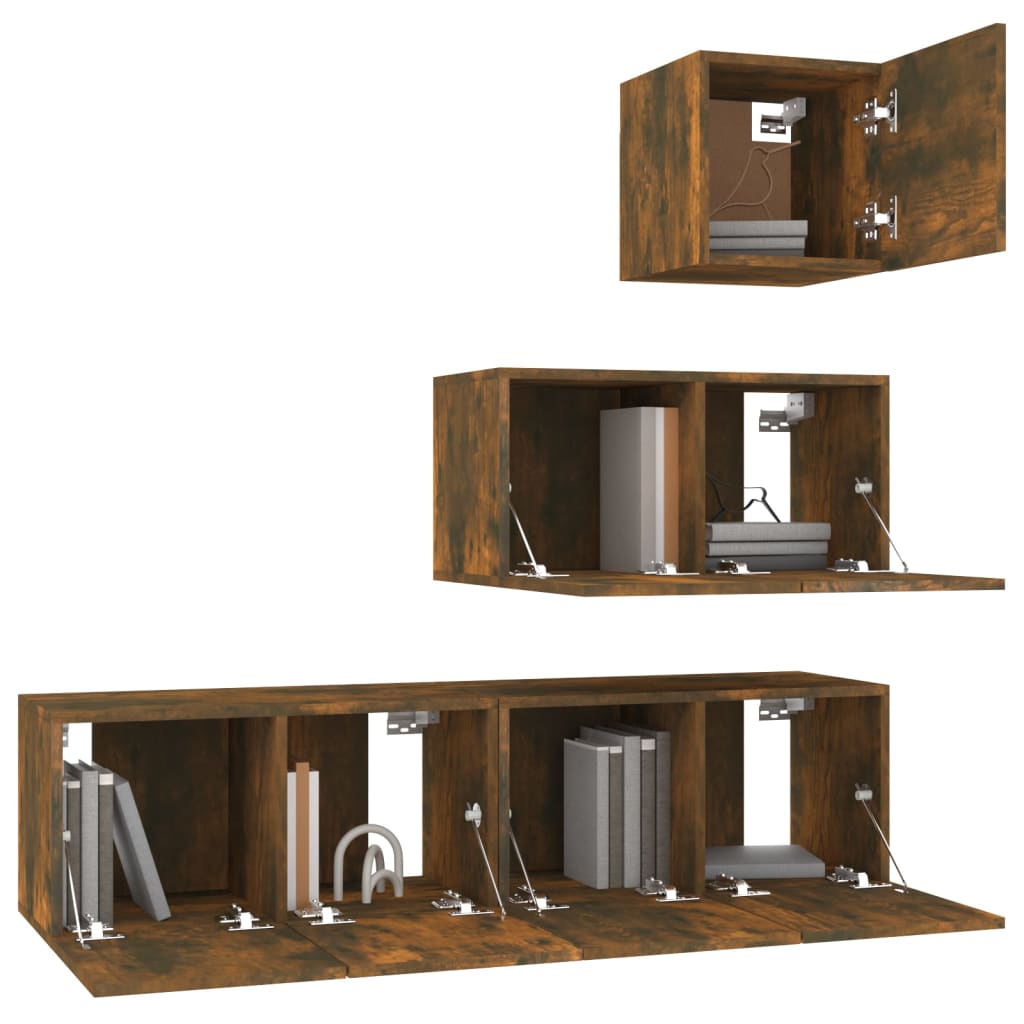Ensemble de meubles TV 4 pcs Chêne fumé Bois d'ingénierie - XIOS