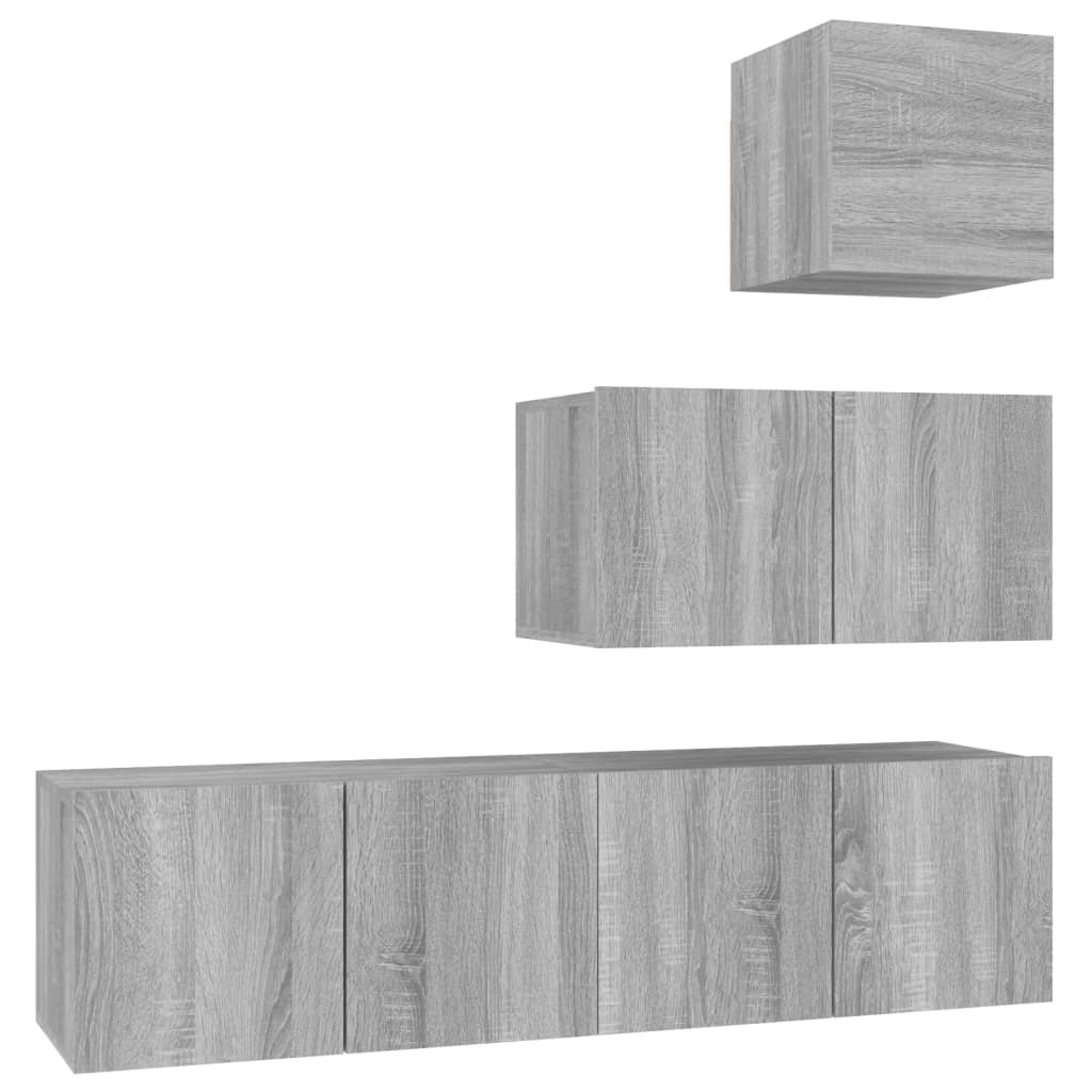 Ensemble de meubles TV 4 pcs Sonoma gris Bois d'ingénierie - XIOS