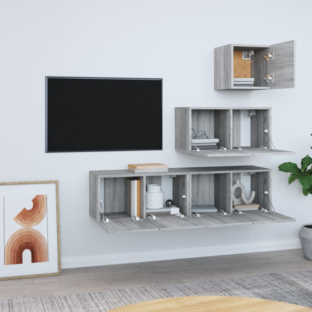 Ensemble de meubles TV 4 pcs Sonoma gris Bois d'ingénierie - XIOS