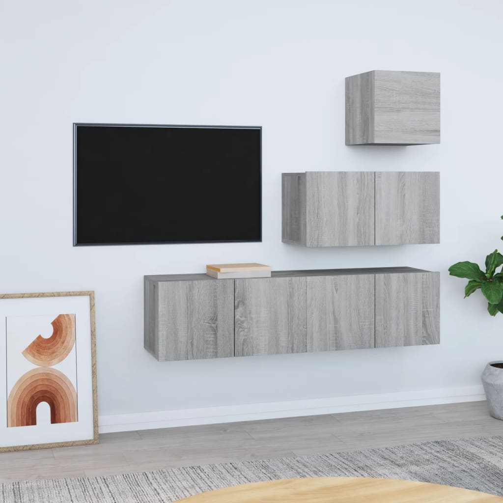 Ensemble de meubles TV 4 pcs Sonoma gris Bois d'ingénierie - XIOS