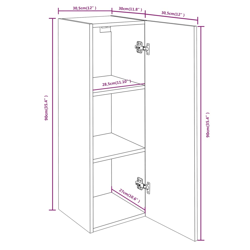 Meubles TV 4 pcs Chêne fumé 30,5x30x90 cm Bois d'ingénierie - XIOS