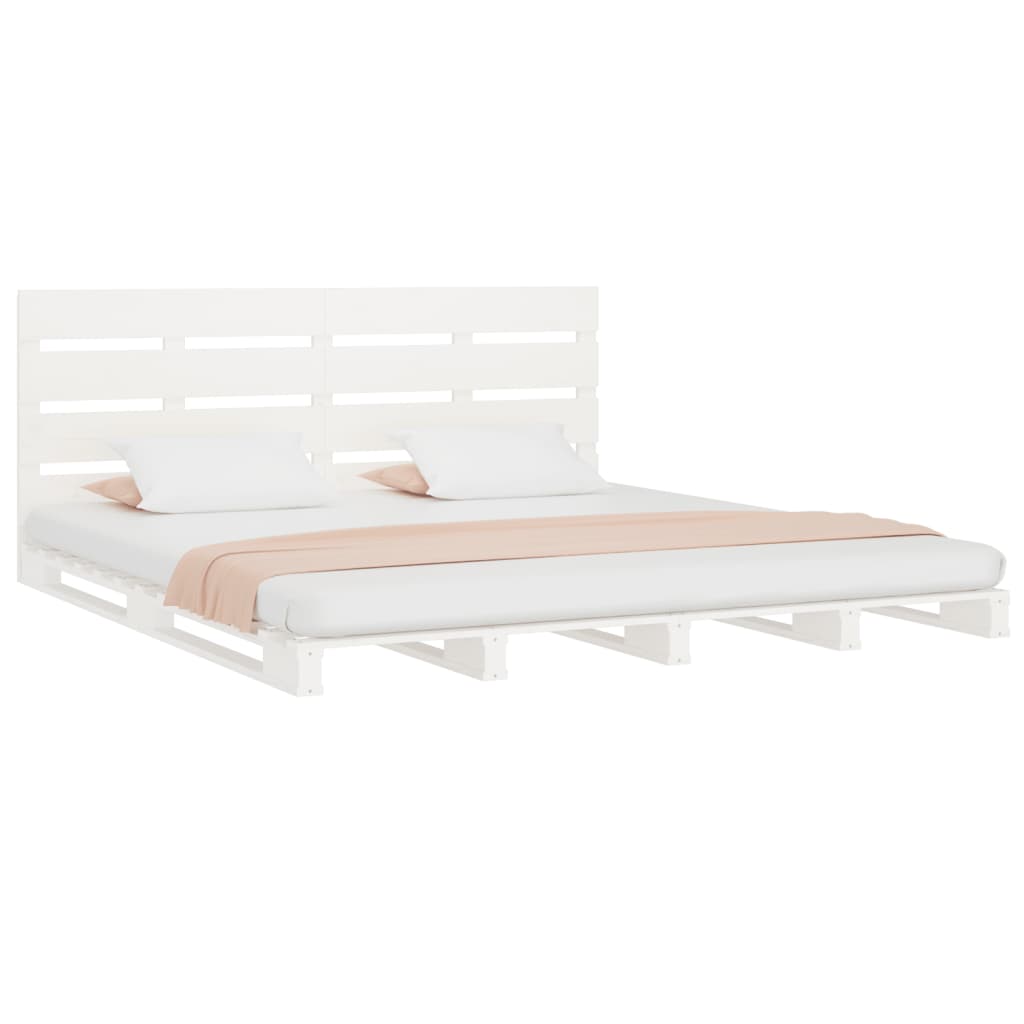 Cadre de lit sans matelas blanc 160x200 cm bois de pin massif - XIOS