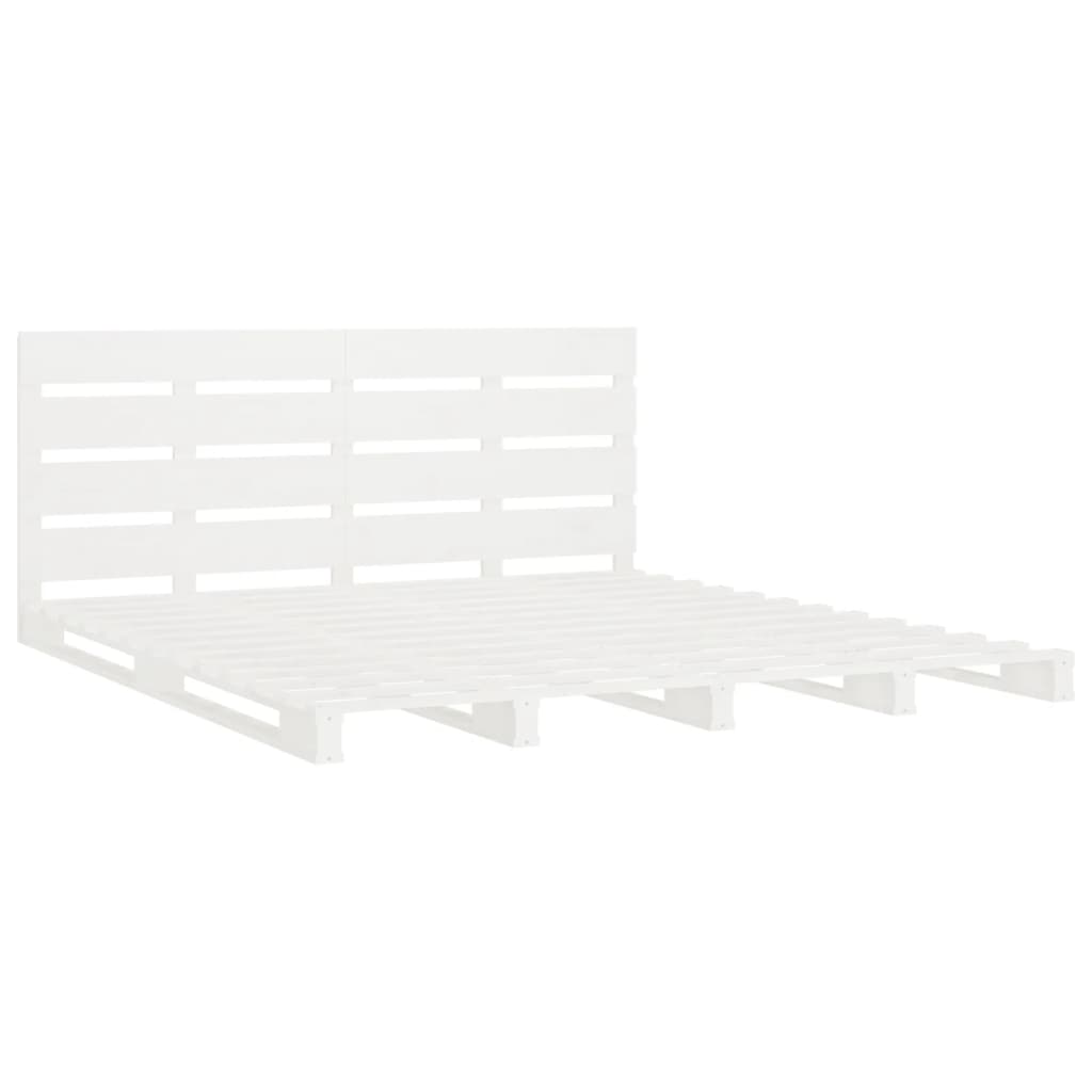 Cadre de lit sans matelas blanc 160x200 cm bois de pin massif - XIOS
