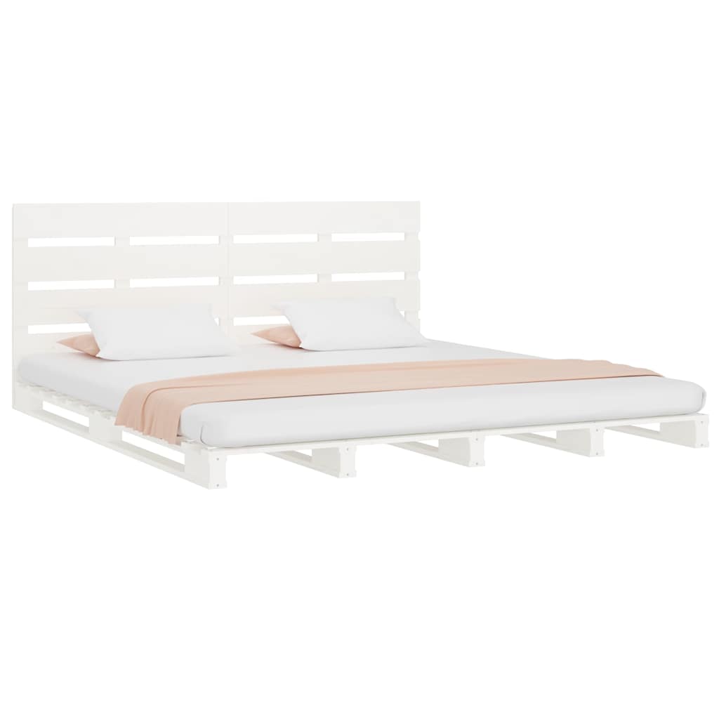 Cadre de lit sans matelas blanc 180x200 cm bois massif de pin