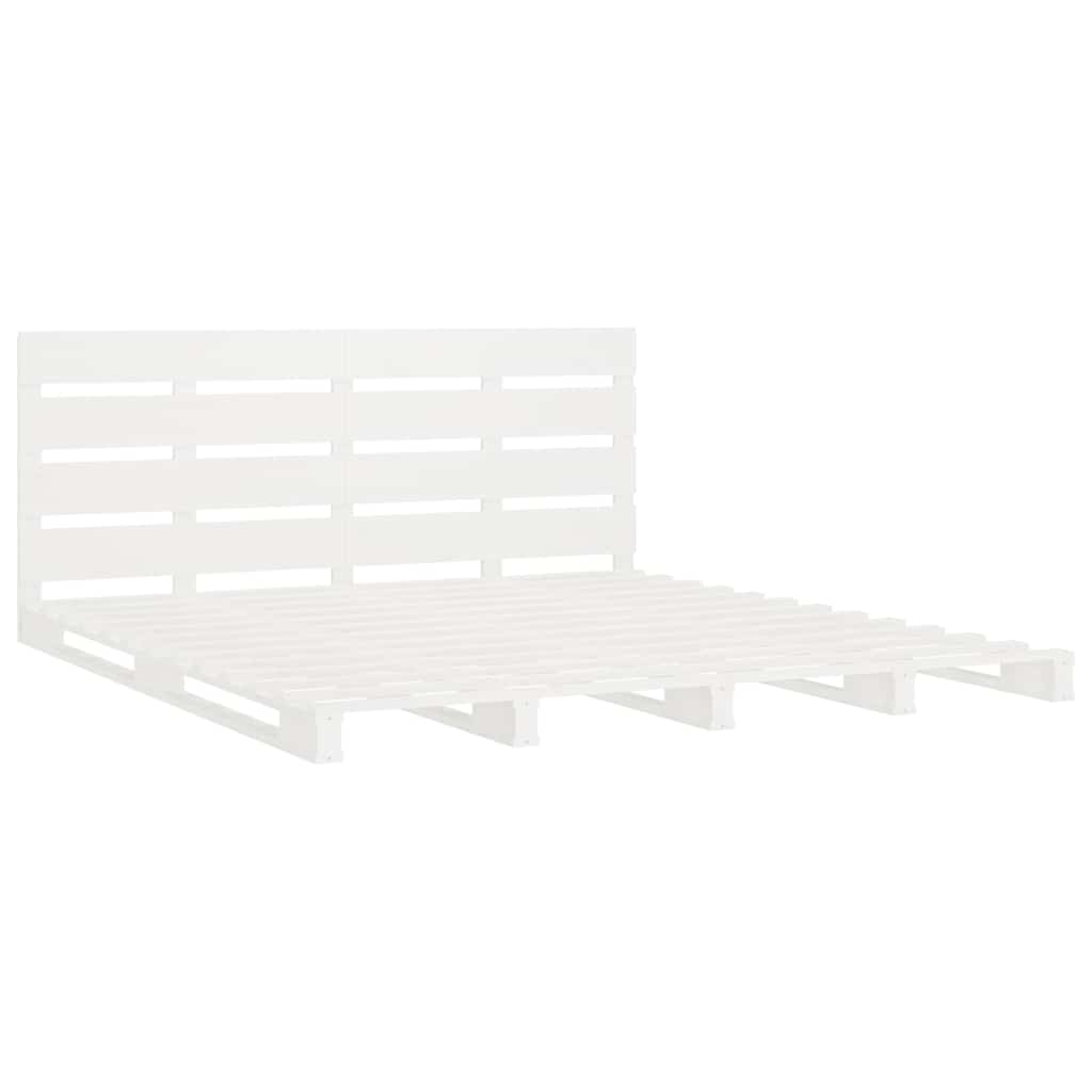 Cadre de lit sans matelas blanc 180x200 cm bois massif de pin