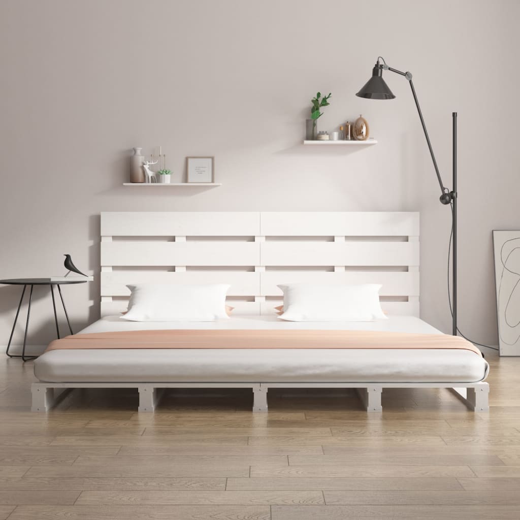 Cadre de lit sans matelas blanc 200x200 cm bois massif de pin - XIOS