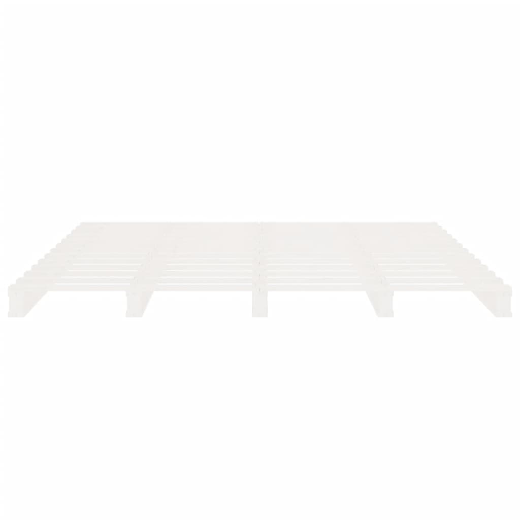 Cadre de lit sans matelas blanc 200x200 cm bois massif de pin - XIOS