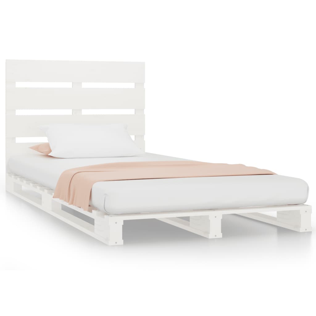 Cadre de lit sans matelas blanc 75x190 cm bois de pin massif - XIOS