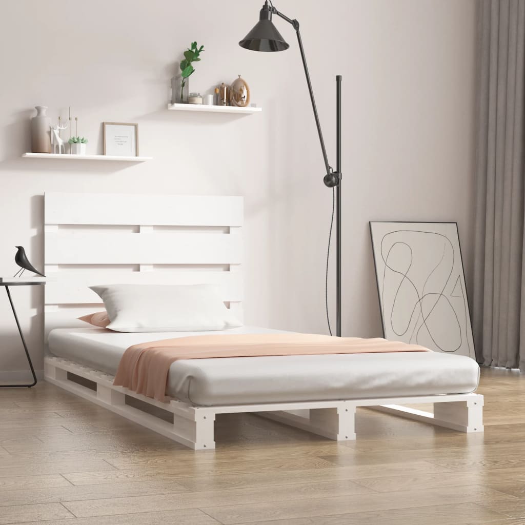 Cadre de lit sans matelas blanc 75x190 cm bois de pin massif - XIOS