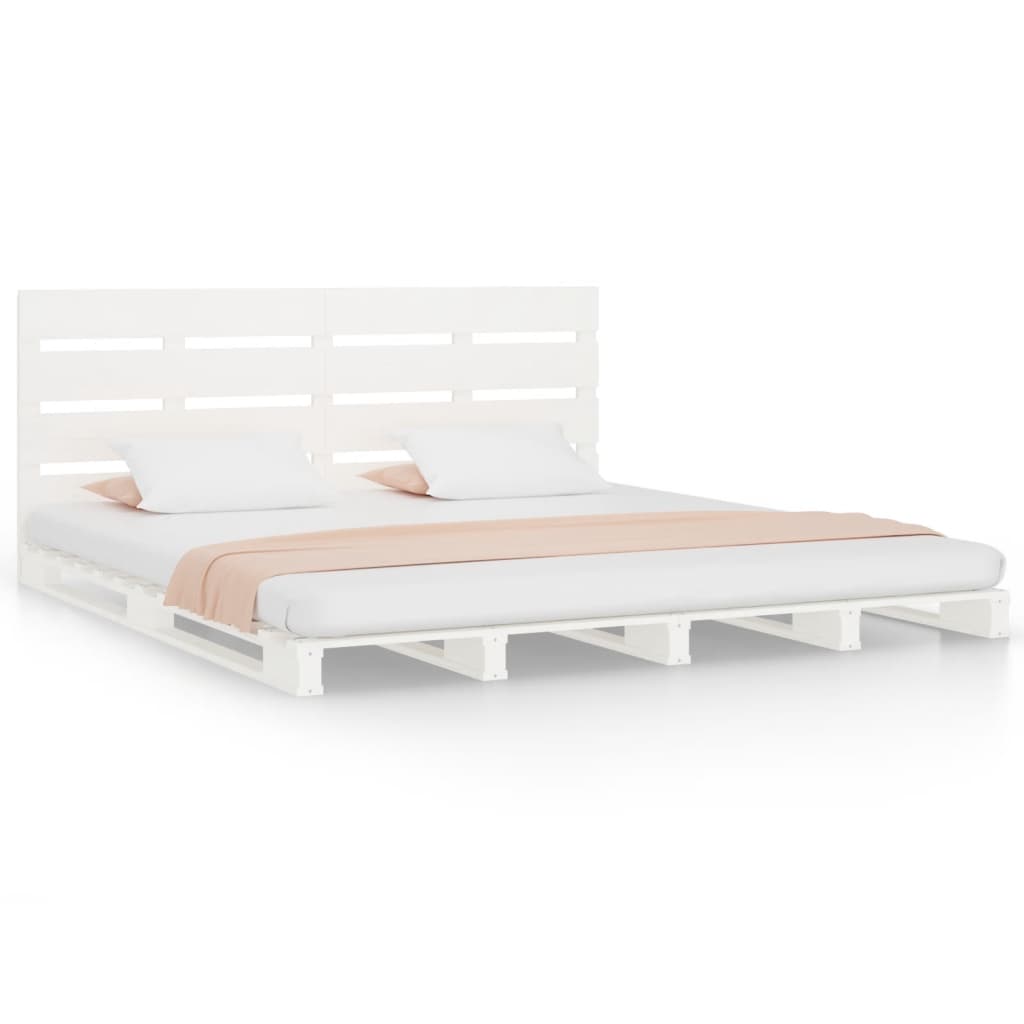 Cadre de lit sans matelas blanc 135x190 cm bois de pin massif - XIOS