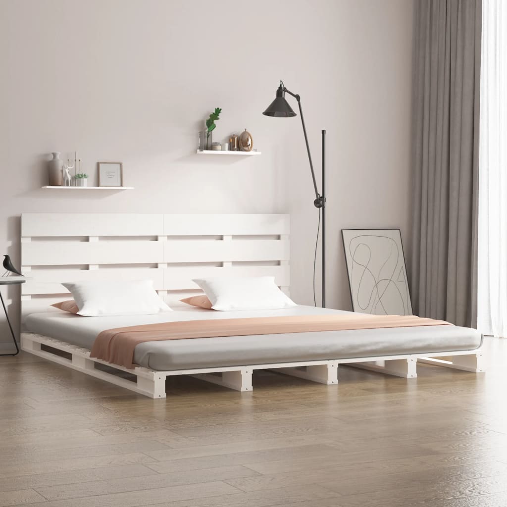 Cadre de lit sans matelas blanc 135x190 cm bois de pin massif - XIOS