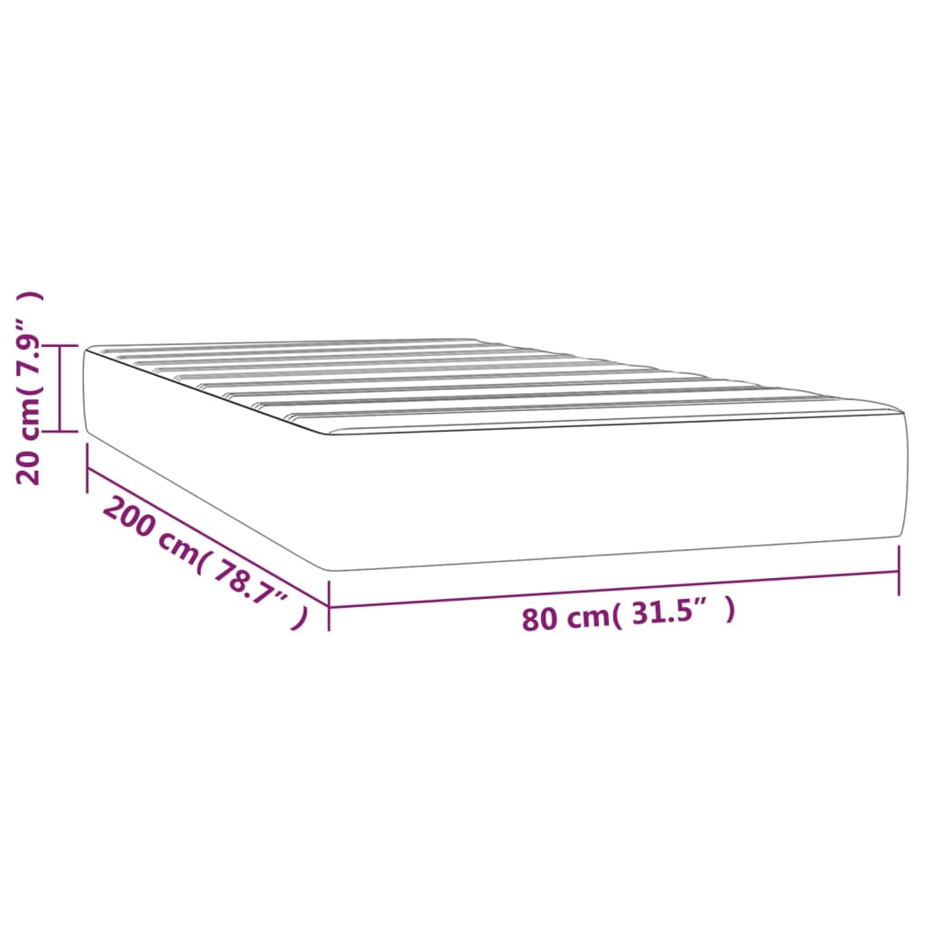 Matelas de lit à ressorts ensachés fermeté moyenne Taupe 80x200x20 cm Tissu - XIOS