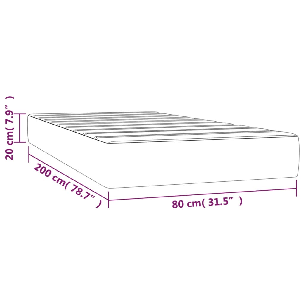 Matelas de lit à ressorts ensachés fermeté moyenne Crème 80x200x20 cm Tissu - XIOS