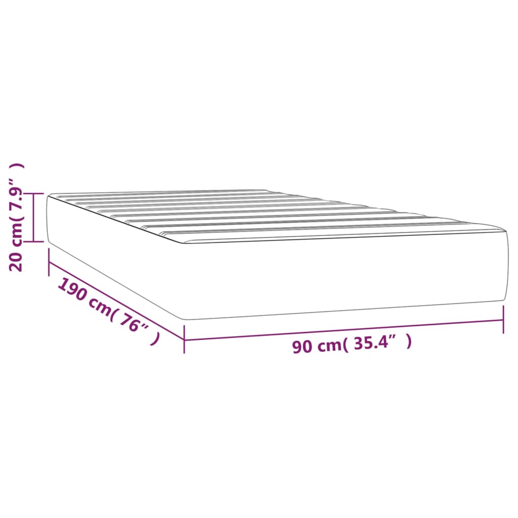 Matelas de lit à ressorts ensachés fermeté moyenne Taupe 90x190x20 cm Tissu - XIOS