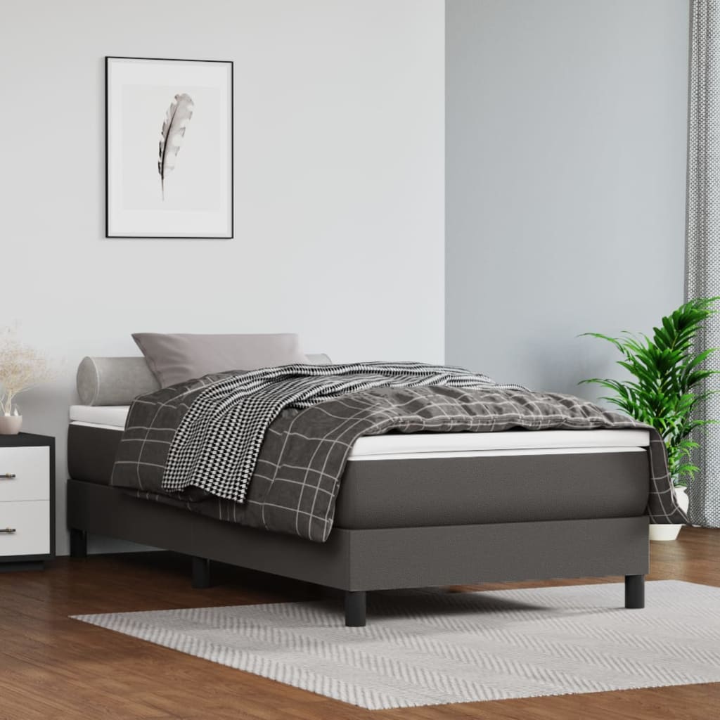 Matelas de lit à ressorts ensachés fermeté moyenne Gris 90x190x20 cm Similicuir - XIOS