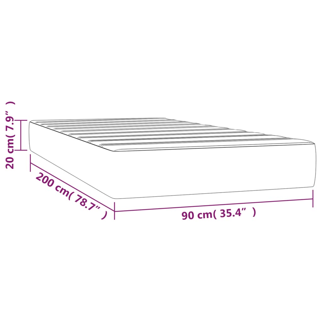 Matelas de lit à ressorts ensachés fermeté moyenne Taupe 90x200x20 cm Tissu - XIOS
