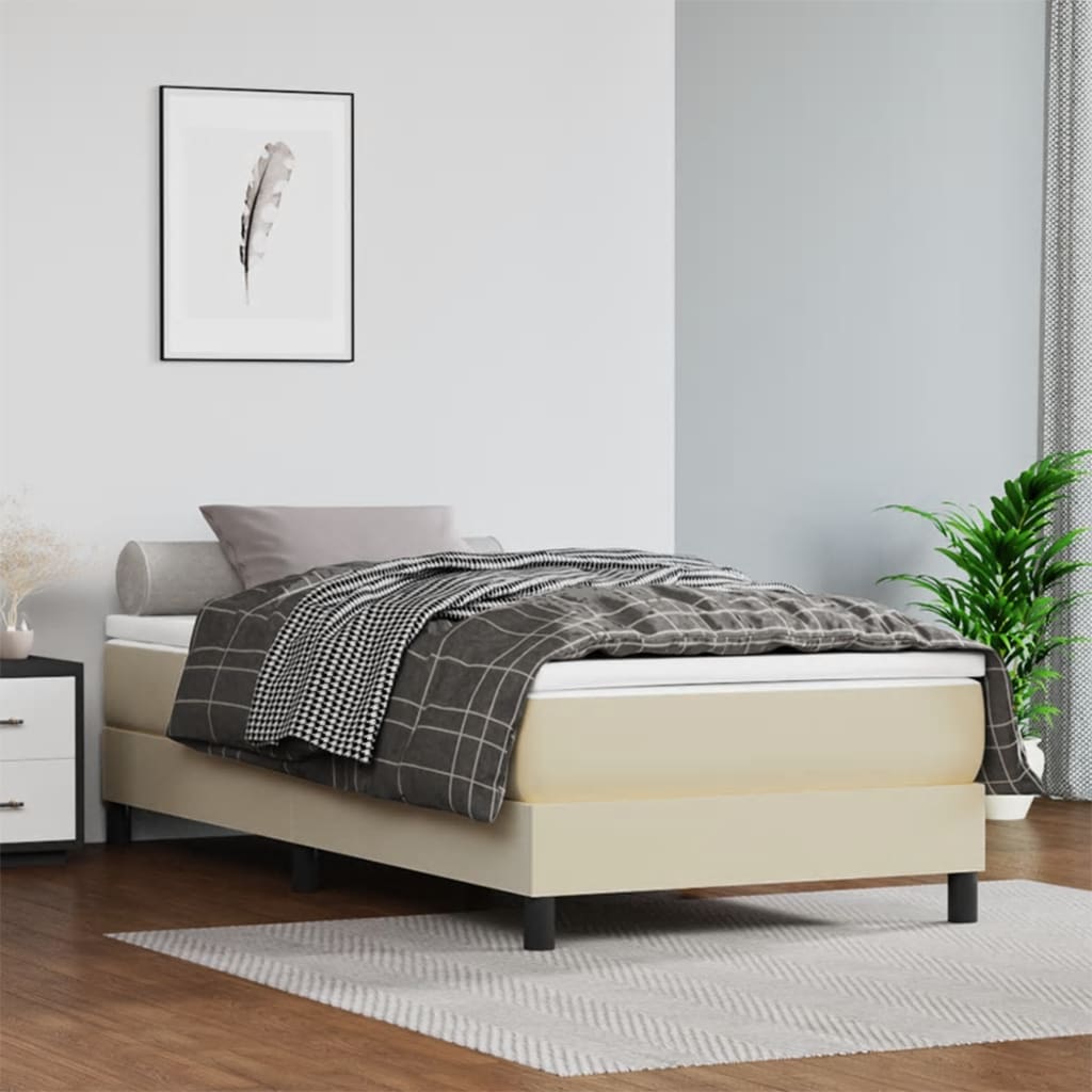 Matelas de lit à ressorts ensachés fermeté moyenne Crème 90x200x20cm Similicuir - XIOS