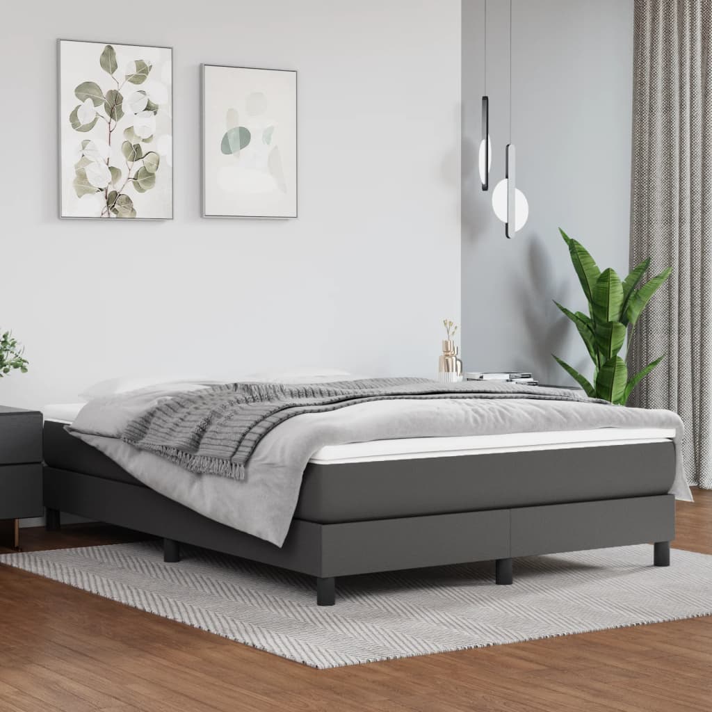 Matelas de lit à ressorts ensachés fermeté moyenne Gris 140x200x20cm Similicuir - XIOS