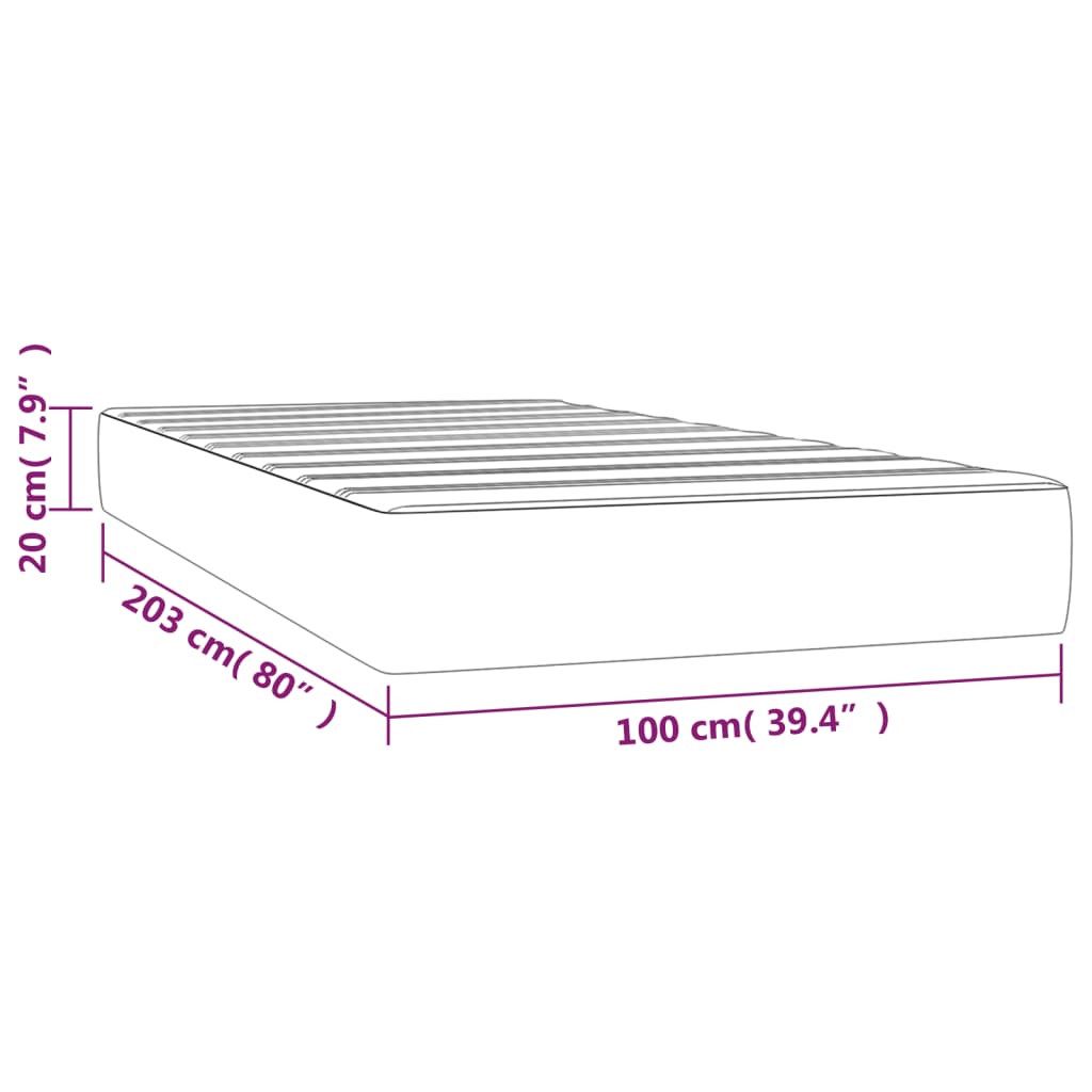 Matelas de lit à ressorts ensachés fermeté moyenne 100x203x20 cm velours - XIOS