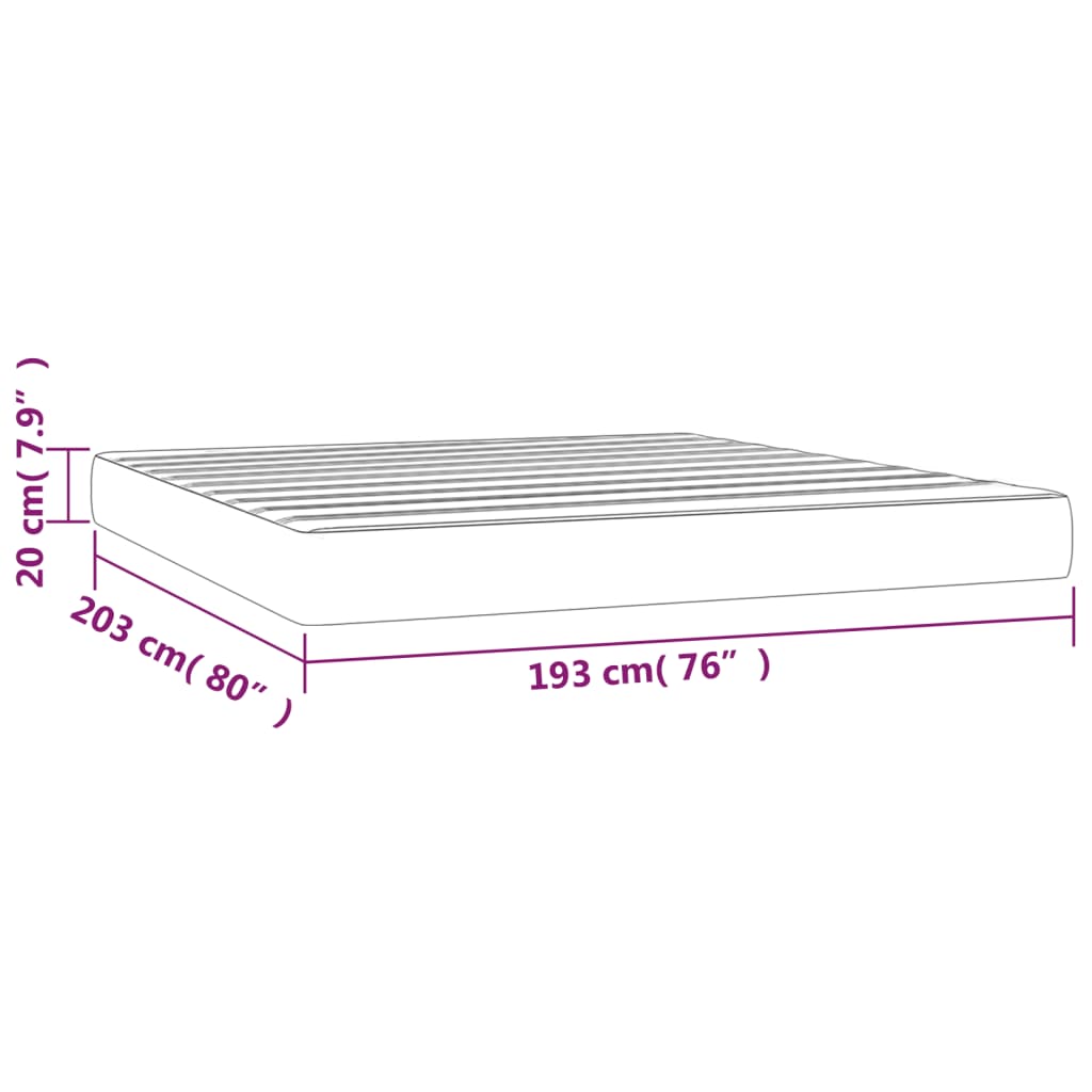 Matelas de lit à ressorts ensachés fermeté moyenne 193x203x20 cm velours - XIOS