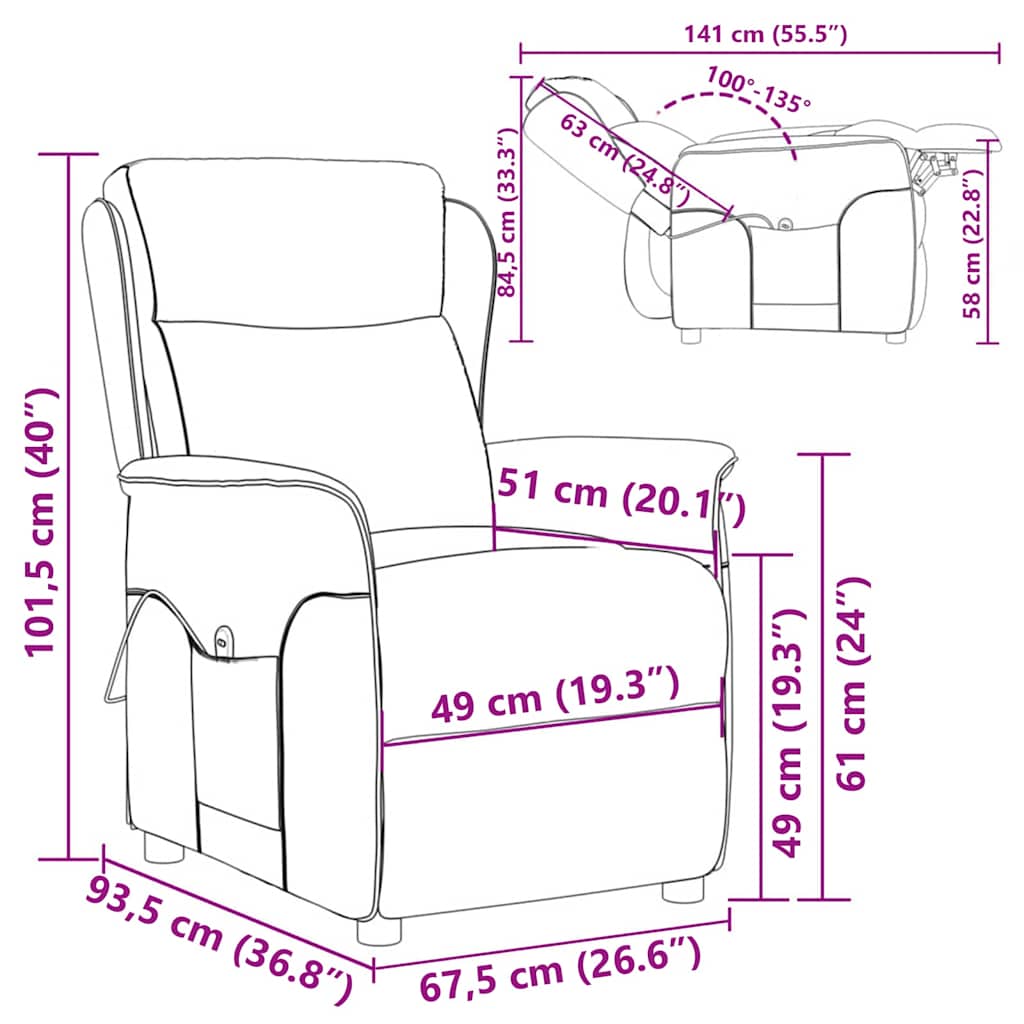 Chaise de massage Taupe 93.5 x 67.5 x 101.5 cm tissu